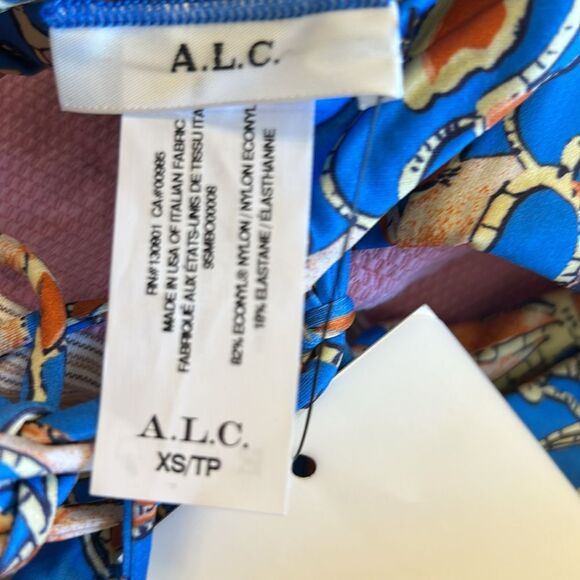 New A.L.C Amina Bikini Bottom Sea Blue Swimwear XS Tie String Beach Bohemian - Picture 5 of 5